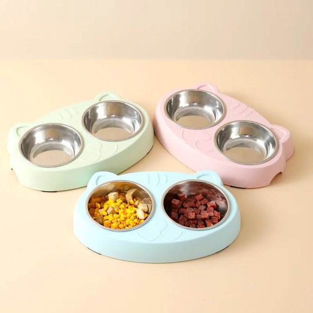 Macaron Pet Double Gamelle En Plastique Chaton Chien Nourriture Plateau Abreuvoir Mangeoire Chat Alimentation Fournitures Pour Animaux De Compagnie Accessoires